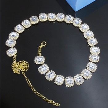 Gold Crystal Rhinestone Choker Necklace Women Jewelry Statement Hip Hop Necklace Men Bling Iced Out 